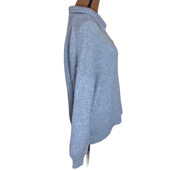 Reformation Belvedere baby alpaca oversized Henley sweater in blue size S - Picture 6 of 15